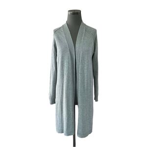 Women Open Front Cardigan 89th & Madison Long Sleeve Duster Grey Knitted Jacket